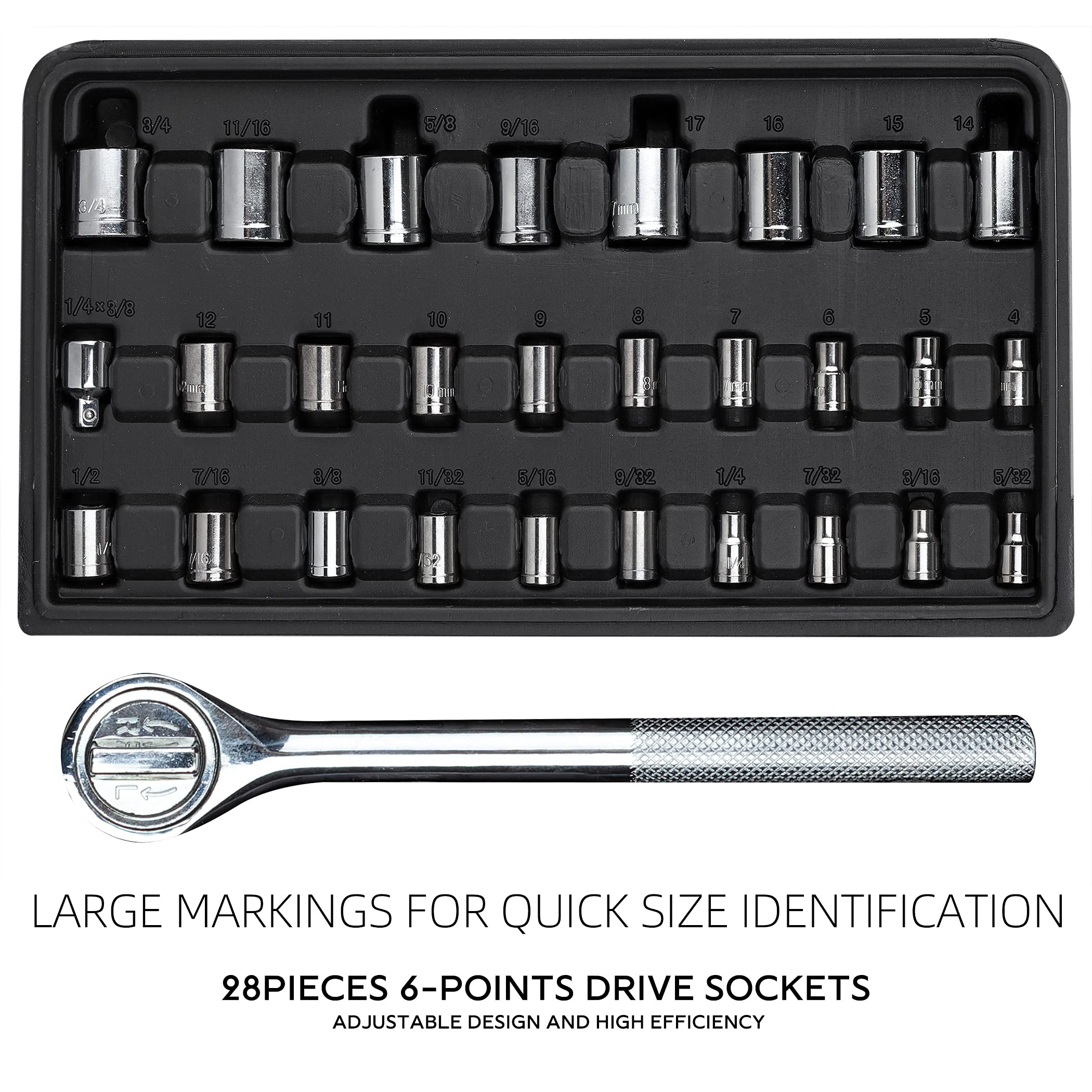 CARTMAN 122 Piece Auto Tool Accessory Set Tool Kit Set Electric Tool Set Drive Socket and Socket Wrench Sets Blue - Image 6
