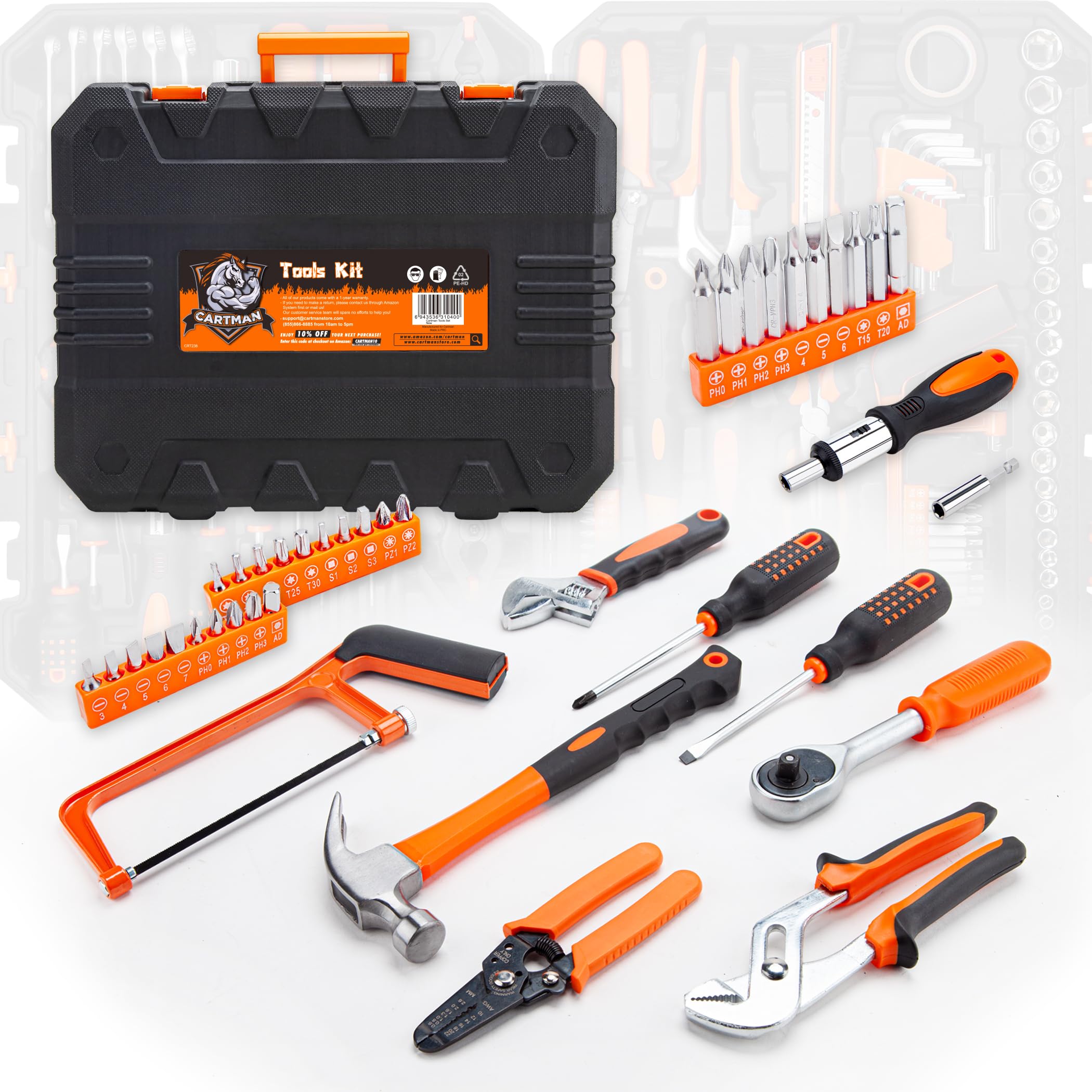 CARTMAN 238-Piece Socket Wrench Auto Repair Tool Combination Package Mixed General Household Hand Tool Set Tool Kit with Plastic Toolbox Storage Case - Image 7