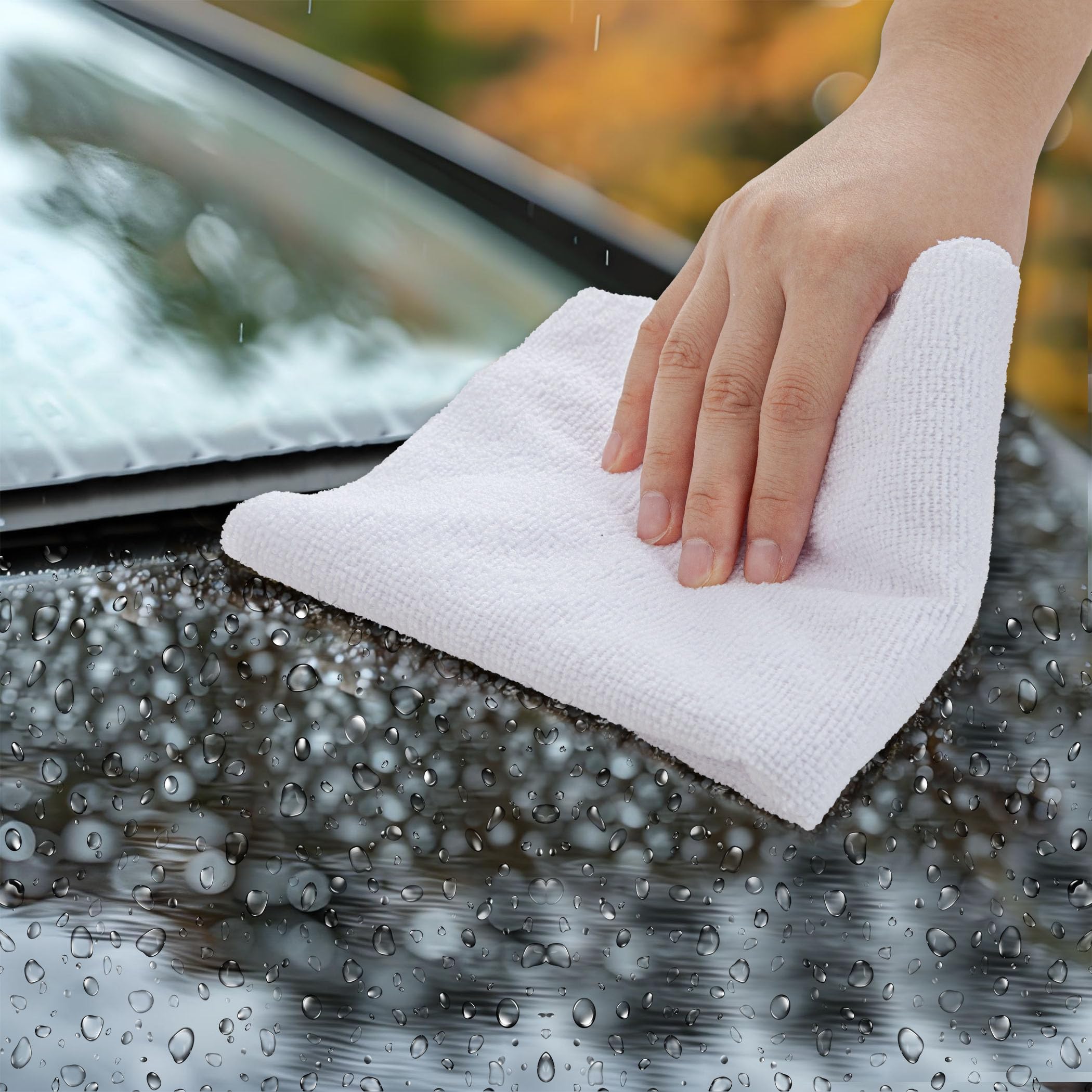 CARTMAN 60 Pack Microfiber Cleaning Cloth, Reusable Tear Away Towels Roll, 12"x12", Multi-Purpose Microfiber Towels, Lint Free, Absorbent Cleaning Rags for Kitchen, Car, Glass White - Image 8