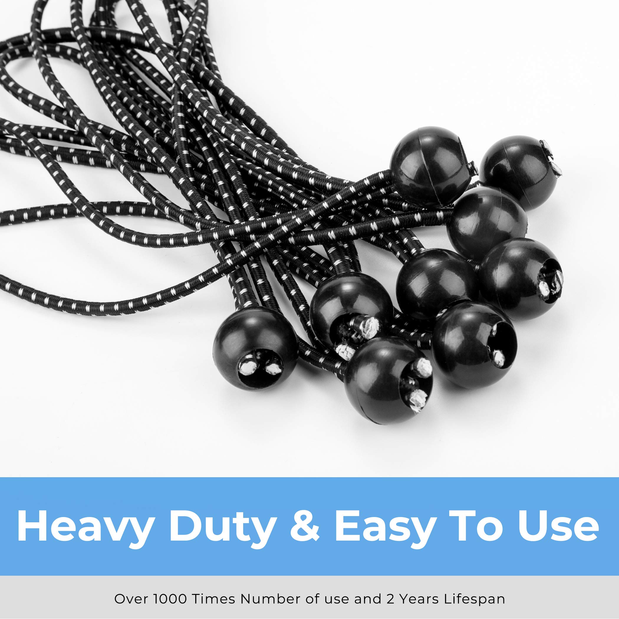CARTMAN Ball Bungee Cords, 30pk 11 Inch Canopy Ties, Black - Image 4