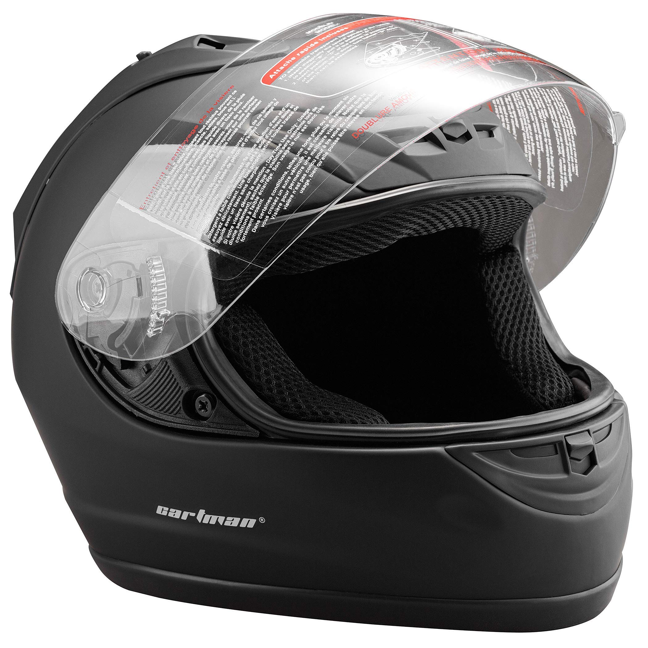 Cartman Full Face Motorcycle Helmet, Comfortable Motocross Off Road Street Bike Helmet Unisex Adult DOT Approved, Lightweight, Aerodynamic, Matte Black, Small - Image 3