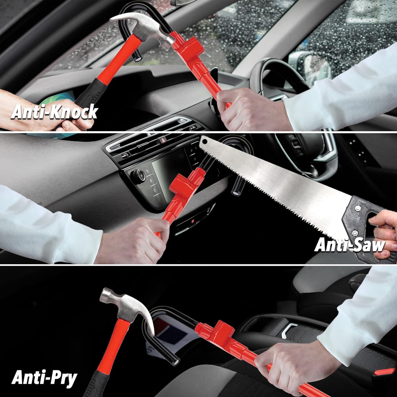 CARTMAN Steering Wheel Brake Lock Vehicle Anti Theft Security Brake Pedal Lock with Adjustable Length Fit for Distance from Steering Wheel to Pedal Within 21in to 30in Red - Image 6