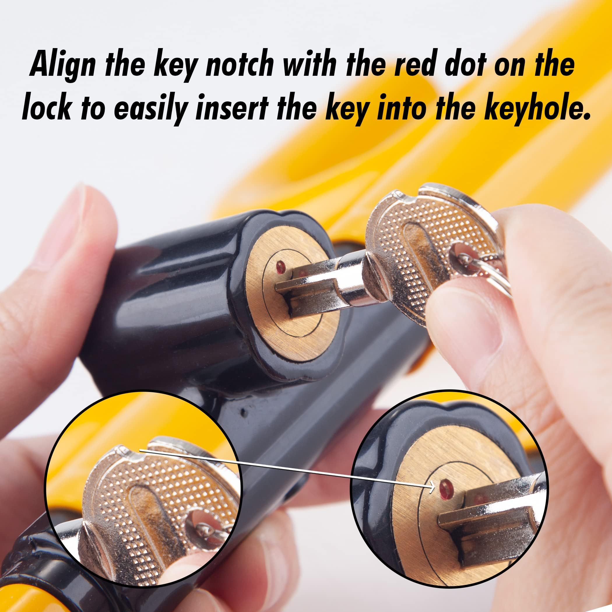 CARTMAN Vehicle Steering Wheel Lock Car Anti Theft Security Lock with Adjustable Length Fit for Cars Trucks Vans and SUVs - Image 4