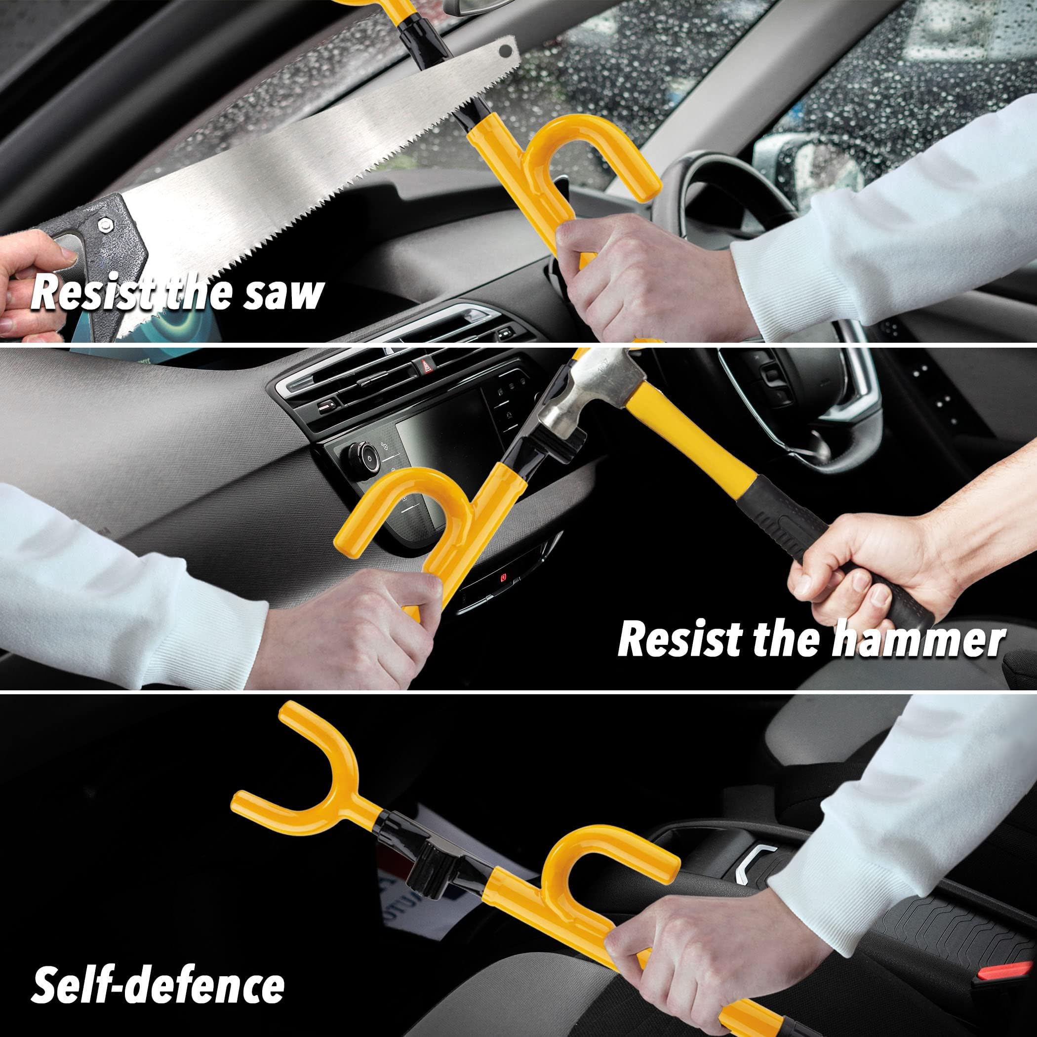 CARTMAN Vehicle Steering Wheel Lock Car Anti Theft Security Lock with Adjustable Length Fit for Cars Trucks Vans and SUVs - Image 8